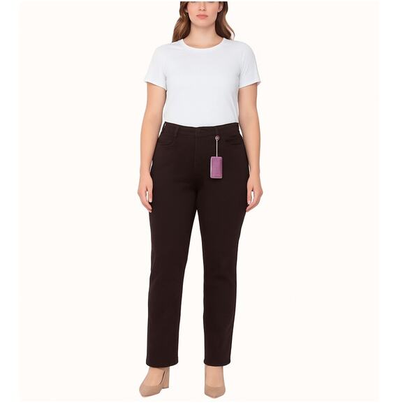 NYDJ Brown Straight Leg Lift Tuck High Rise Jeans Women’s Size 6 NWT - Picture 1 of 12